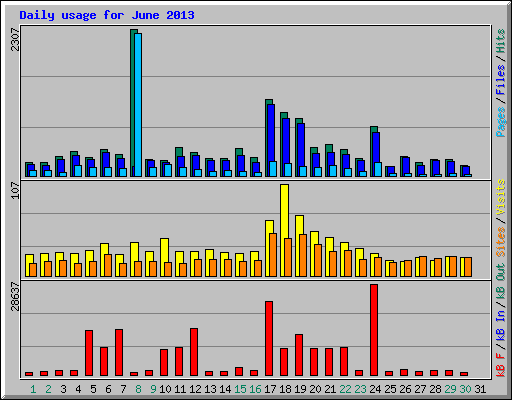 Daily usage for June 2013