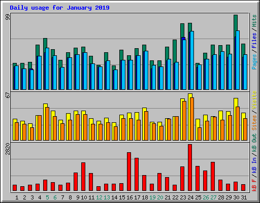 Daily usage for January 2019