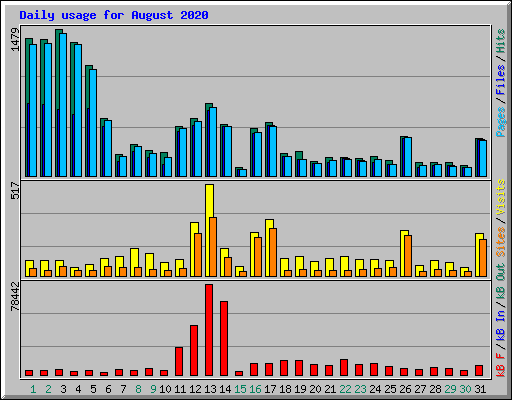 Daily usage for August 2020