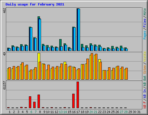 Daily usage for February 2021