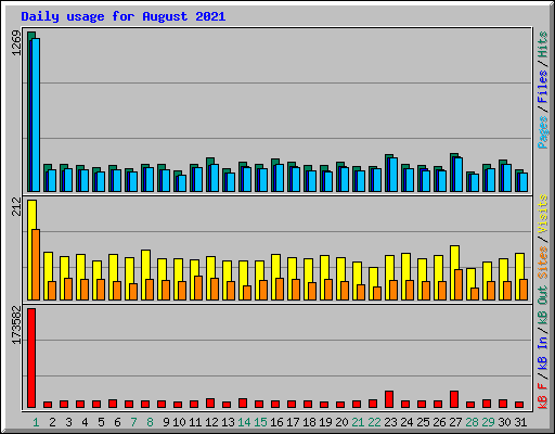 Daily usage for August 2021
