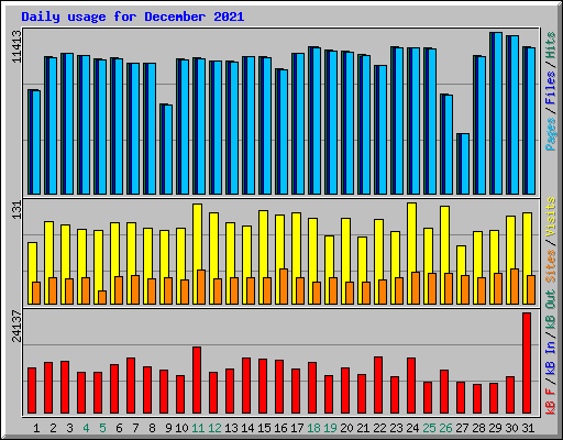 Daily usage for December 2021