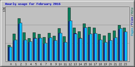 Hourly usage for February 2016