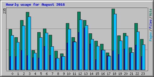 Hourly usage for August 2016