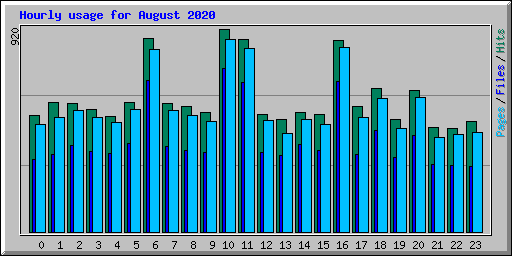 Hourly usage for August 2020